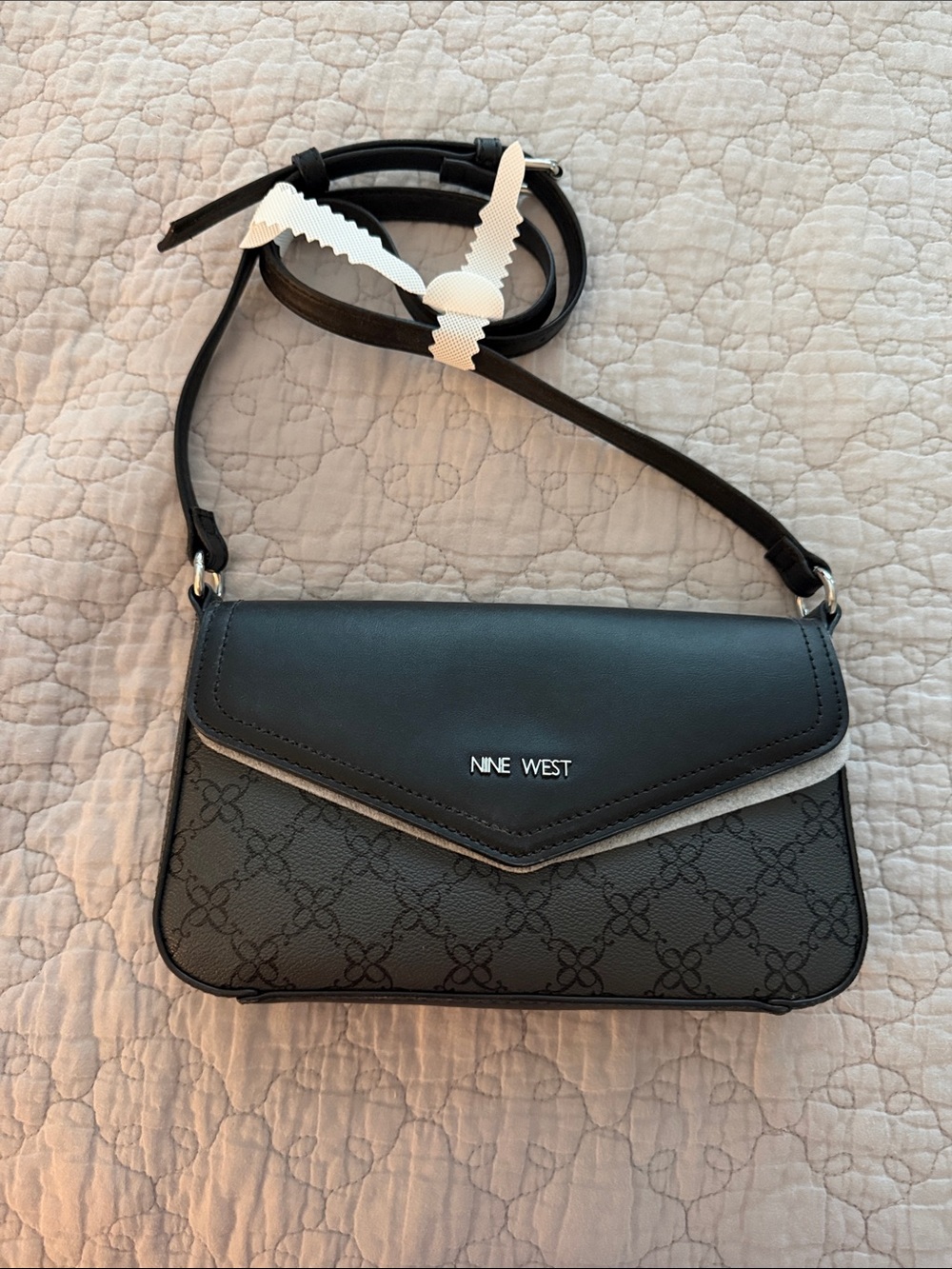 Nine West Black Patterned Envelope Crossbody Bag
